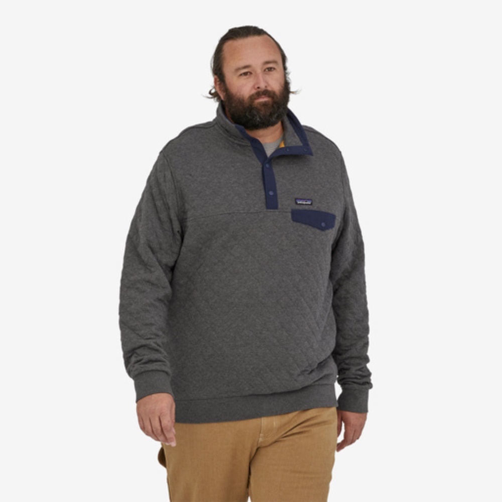 Patagonia Organic Cotton Quilt Snap-T Pullover in Cream with Forest Green Accent